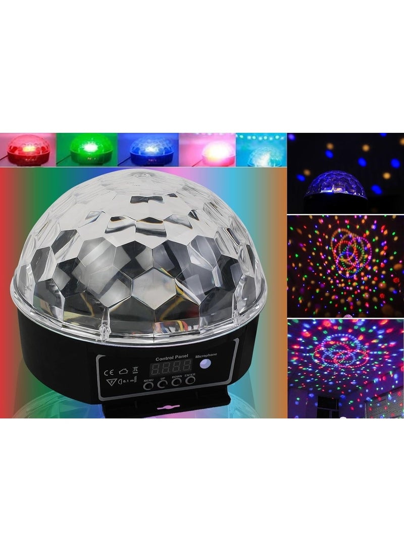 مصباح مسرحي رقمي LED RGB كريستالي كروي سحري - إضاءة ديسكو دي جي بست قنوات DMX-512 مع تفعيل صوتي، وتأثيرات ستروب، وجهاز عرض LED متعدد الألوان للحفلات والنوادي وحفلات الزفاف والمناسبات المنزلية - Image 1